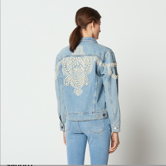 sandro jean jacket with pearls
